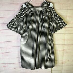 Kiss Milk “NEW” Black White Cold Shoulder Pocket‎ Puff Sleeves Dress Size 14